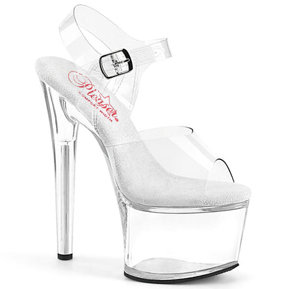 Pleaser PASSION-708 Clear Platform Sandals - 7 Inch Heels