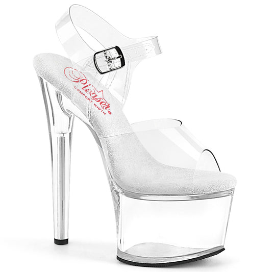 Pleaser PASSION-708 Clear Platform Sandals - 7 Inch Heels