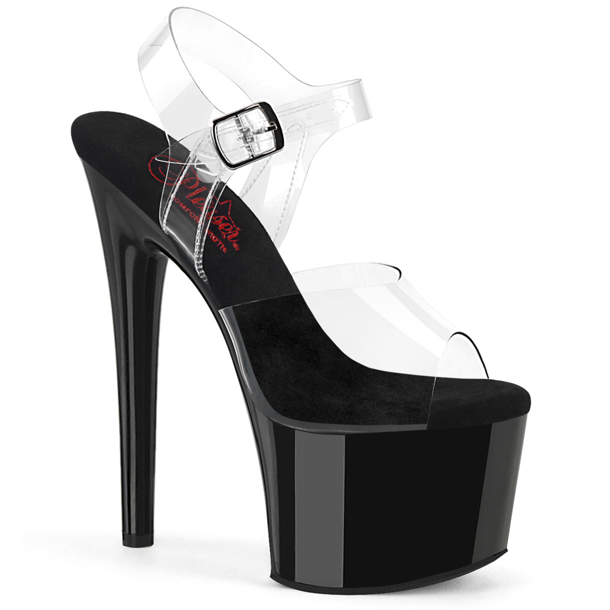 PASSION-708 Pleaser Clear Black 7 Inch Erotic High Platform Shoes Clr Blk