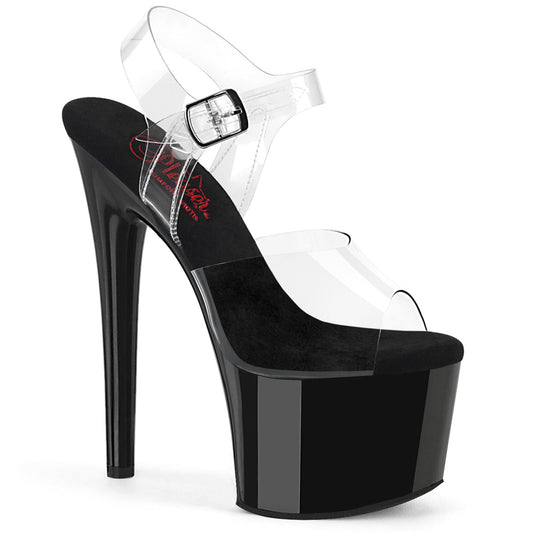 PASSION-708 Pleaser Clear Black 7 Inch Erotic High Platform Shoes Clr Blk