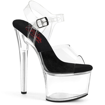 PASSION-708 Pleaser Clear 7 Inch Ladies Fetish Sexy Shoes Clr-Blk Clr