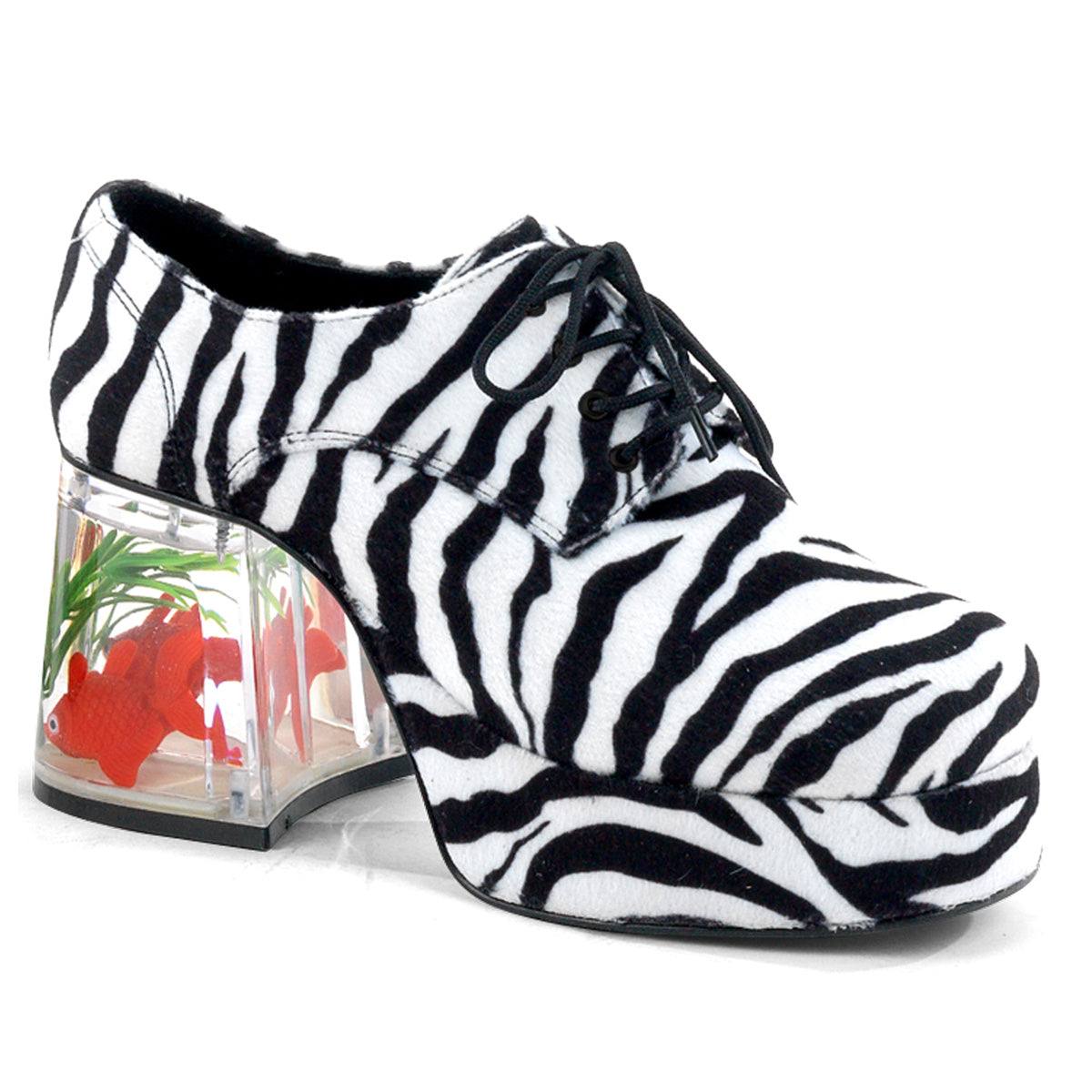 PIMP-02 Funtasma Zebra Fur 3.5 Inch Fancy Dress Shoes Zebra Fur