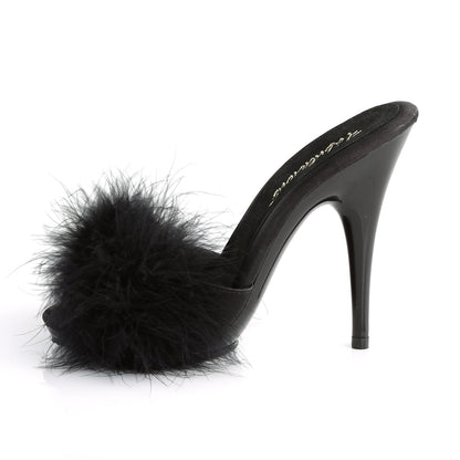 POISE-501F Fabulicious Black Satin 5 Inch Bedroom Shoes