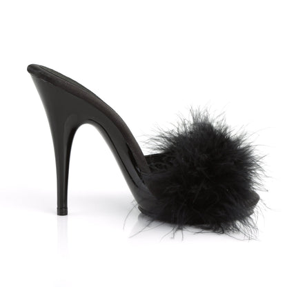 POISE-501F Fabulicious Black Satin 5 Inch Bedroom Shoes