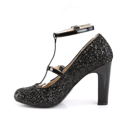 QUEEN-01 Pleaser Pink Label Black Glitter 4 Inch Exotic Single Soles