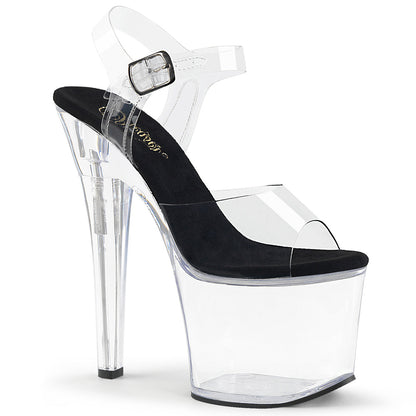 RADIANT-708 7" Heel Clear and Black Stripper Platforms High Heels