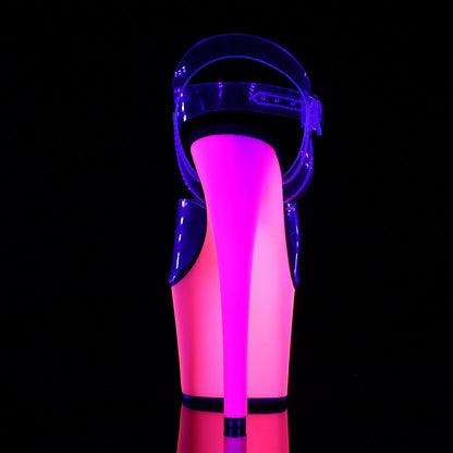 RAINBOW-308UV 7" Heel Clear Neon Multi Pole Dance Platforms