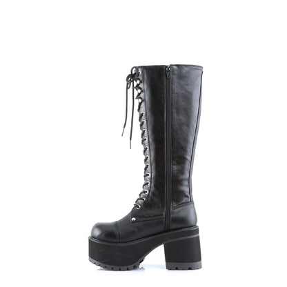 Demonia RANGER-302 Black Platform Knee High Boots - 3 3/4 Inch Heels