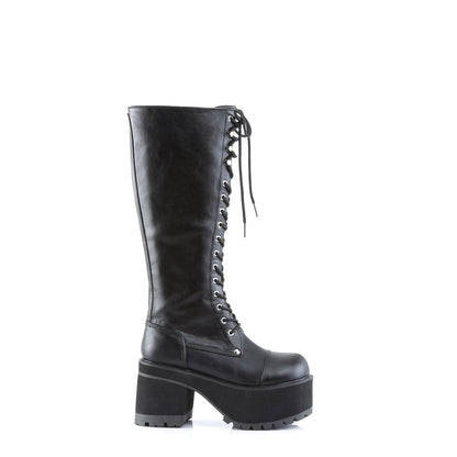 Demonia RANGER-302 Black Platform Knee High Boots - 3 3/4 Inch Heels
