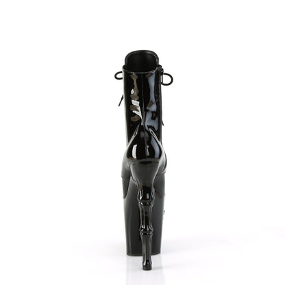 Pleaser RAPTURE-1020 Black Lace-Up Platform Ankle Boots - 8 Inch Heels