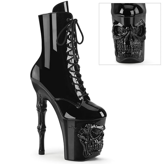 Pleaser RAPTURE-1020 Black Lace-Up Platform Ankle Boots - 8 Inch Heels