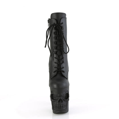 Pleaser RAPTURE-1020 Black / Black Matte Lace-Up Platform Ankle Boots - 8 Inch Heels