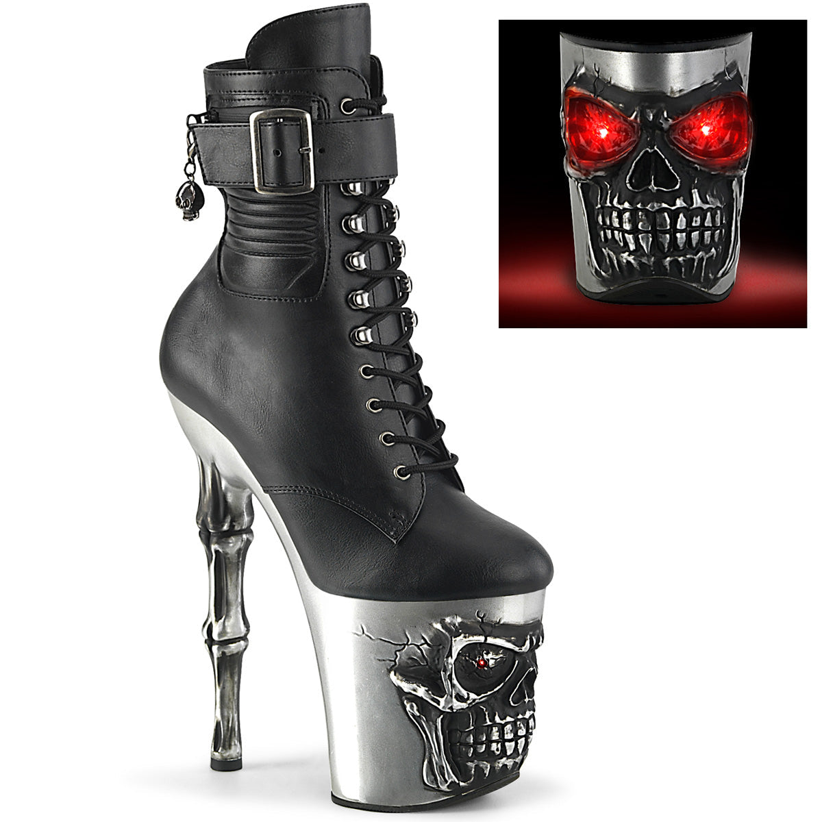 RAPTURE-1020STR-LT Pleaser Black 8 Inch Exotic Dancing Platform Boots