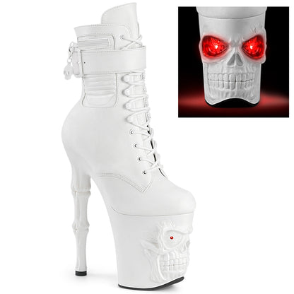 RAPTURE-1020STR-LT Pleaser White 8 Inch Lap Dancer Platform Boots Wht Faux Leather Wht Matte