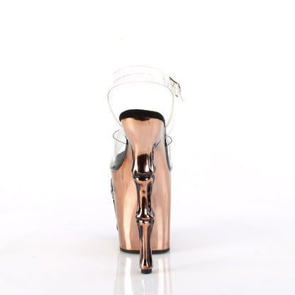 RAPTURE-808-LT Pleaser Satin Brass Chrome 8 Inch Exotic Dance Platform Shoes