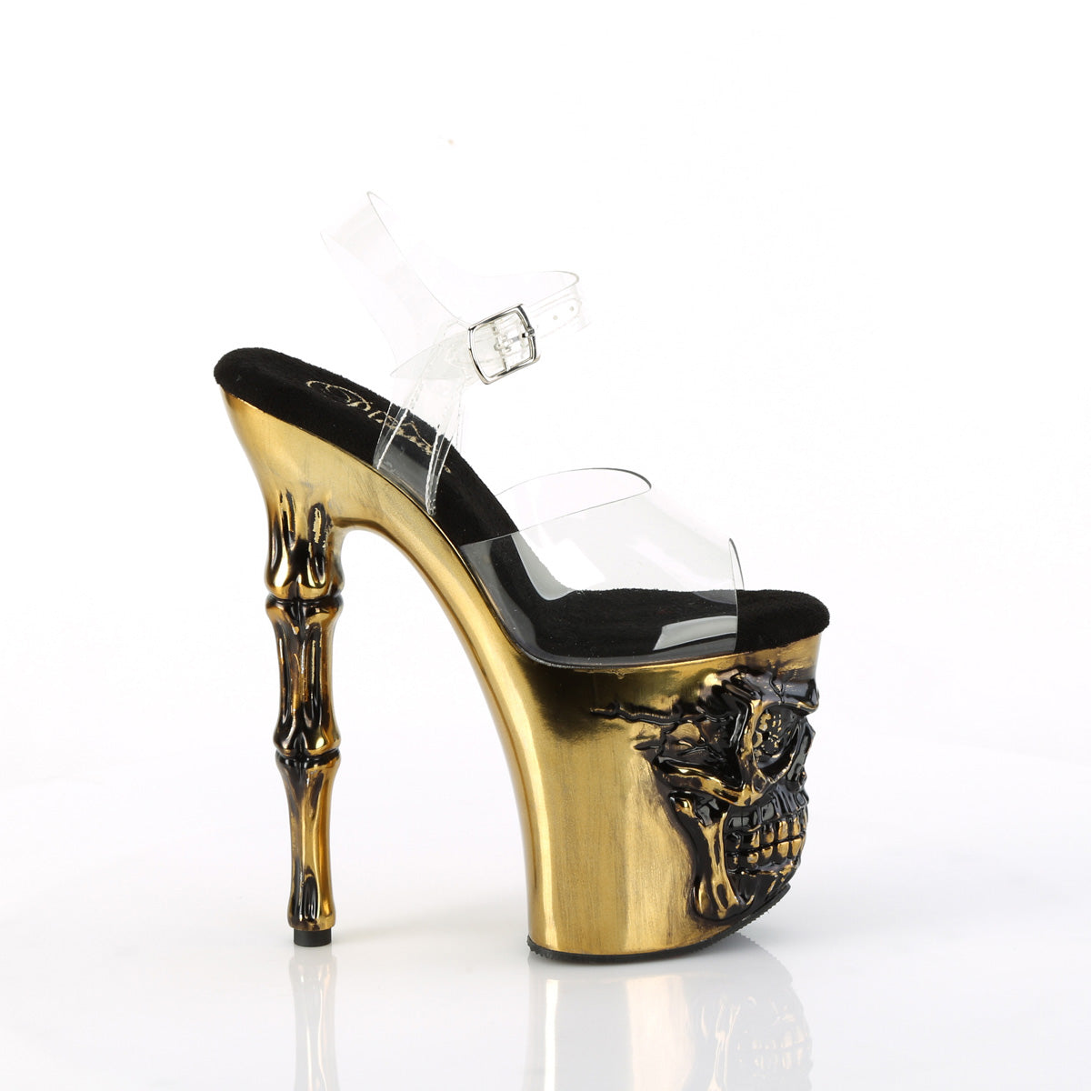 RAPTURE-808-LT Pleaser Satin Copper Chrome 8 Inch Ladies Fetish Platform Heels