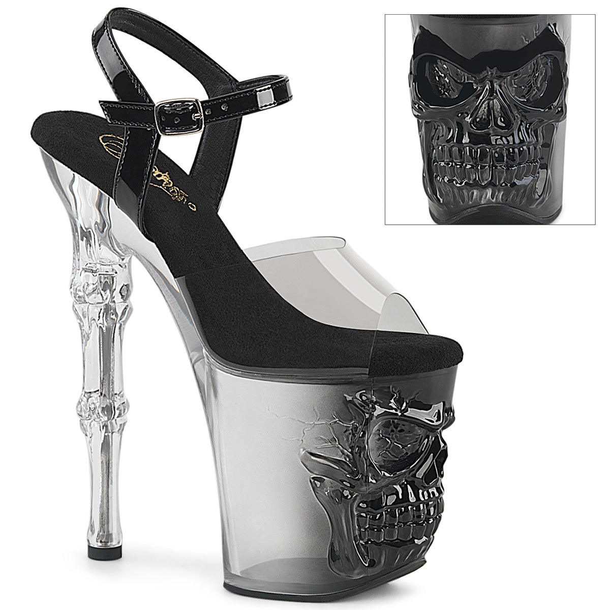 RAPTURE-808T-1 Pleaser Smoke Ombre 8 Inch Pole Dance Platform Heels Smoke-Blk Blk-Clr Ombre