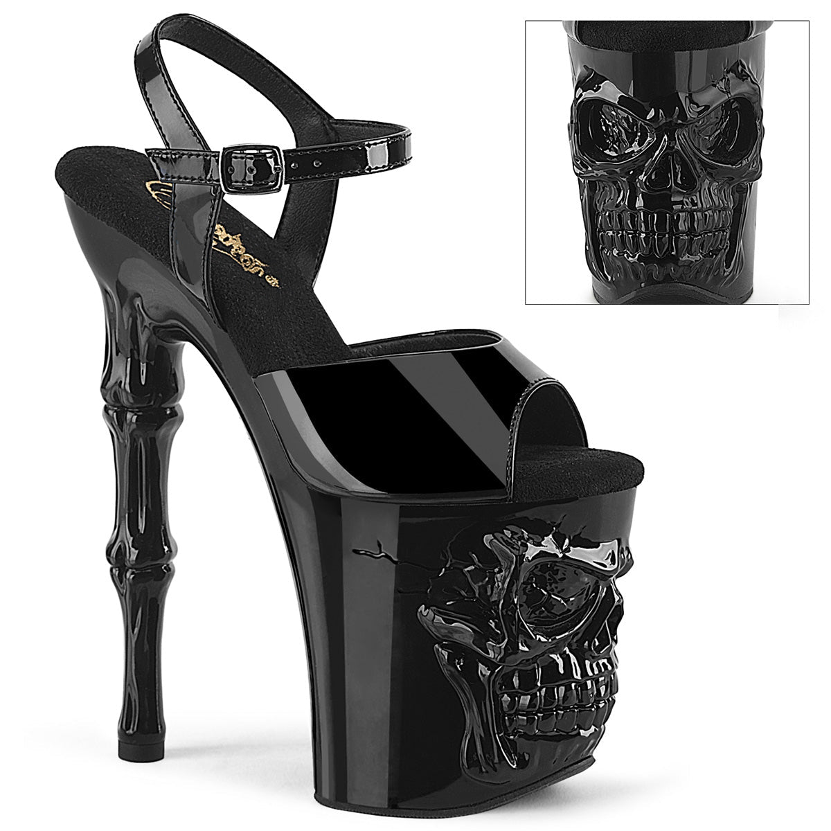 RAPTURE-809 Pleaser Black 8 Inch Exotic Dance Platform Heels Blk Pat Blk