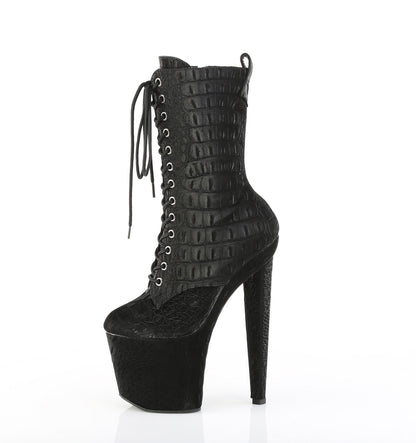 RAZZLE-1040WR Pleaser Black Reptile 8 Inch Pole Dance Platform Heels