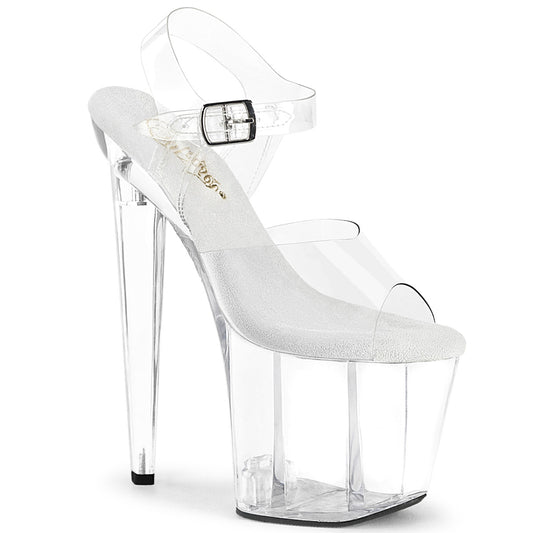 Pleaser RAZZLE-808 Clear Platform Sandals - 8 Inch Heels