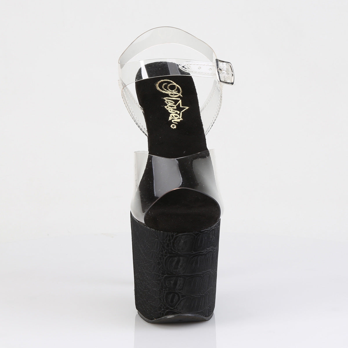 RAZZLE-808WR Pleaser Clear Black 8 Inch Glamour Models Platform Shoes
