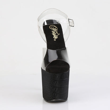 RAZZLE-808WR Pleaser Clear Black 8 Inch Glamour Models Platform Shoes