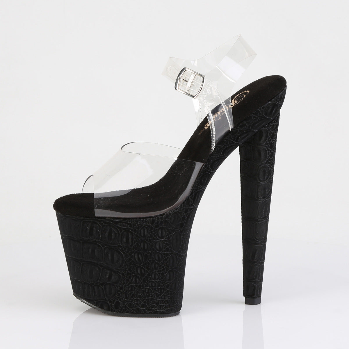 RAZZLE-808WR Pleaser Clear Black 8 Inch Glamour Models Platform Shoes