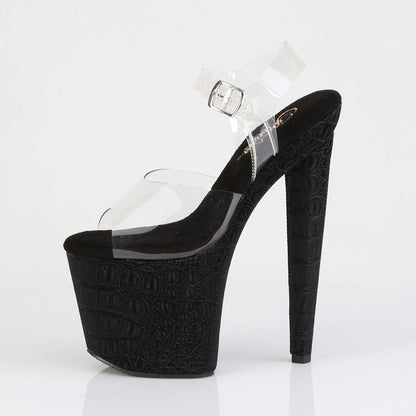 RAZZLE-808WR Pleaser Clear Black 8 Inch Glamour Models Platform Shoes