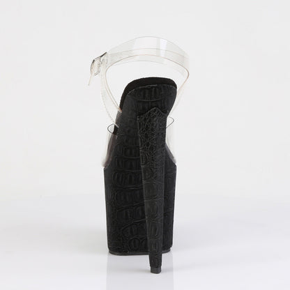 RAZZLE-808WR Pleaser Clear Black 8 Inch Glamour Models Platform Shoes