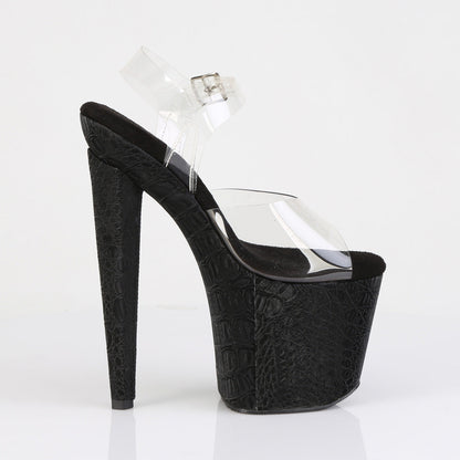 RAZZLE-808WR Pleaser Clear Black 8 Inch Glamour Models Platform Shoes
