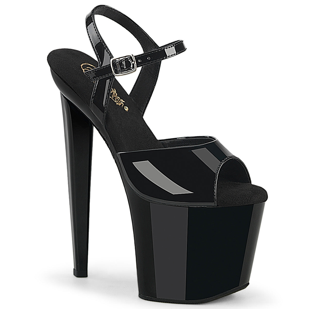 Pleaser RAZZLE-809 Black Platform Sandals - 8 Inch Heels