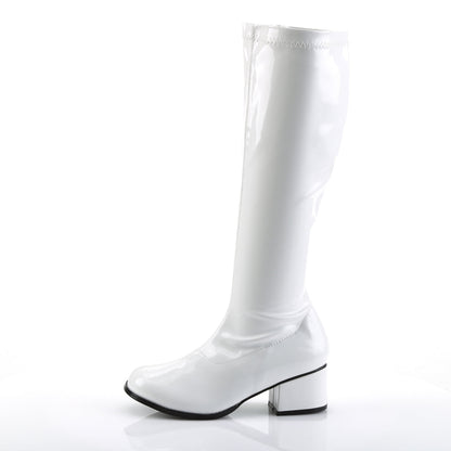 RETRO-300 Pleasers Funtasma 2 Inch Heel White Patent Women's Boots