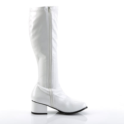 RETRO-300 Pleasers Funtasma 2 Inch Heel White Patent Women's Boots