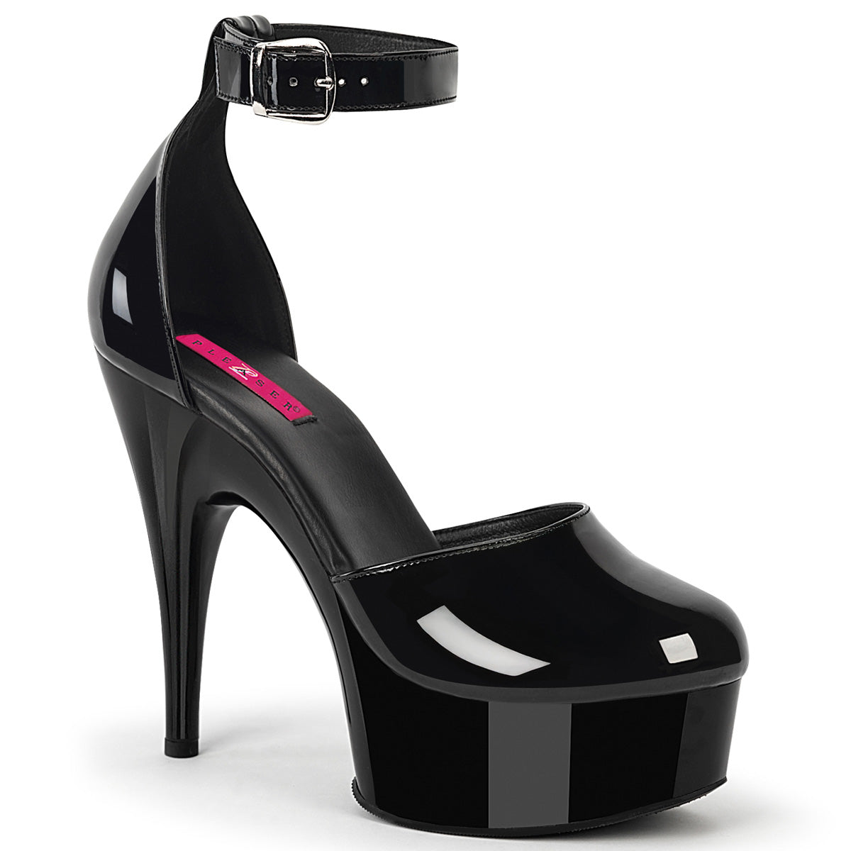 Pleaser Pink Label REVEL-688 Black Patent/Black Platform Court Shoes - 6 Inch Heels Black Patent Black
