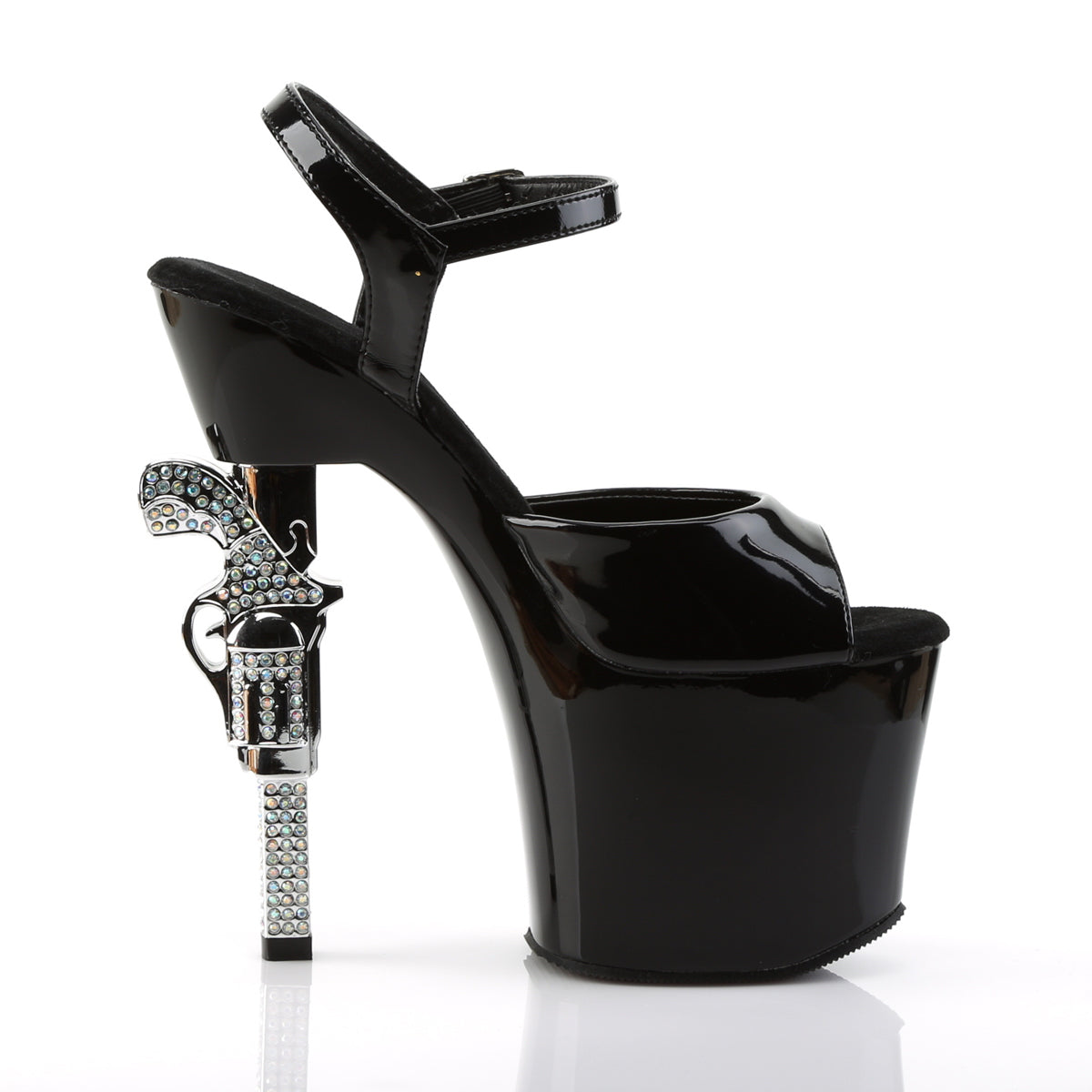 REVOLVER-709 Pleaser Black 7 Inch Platform Kinky Platform Shoes