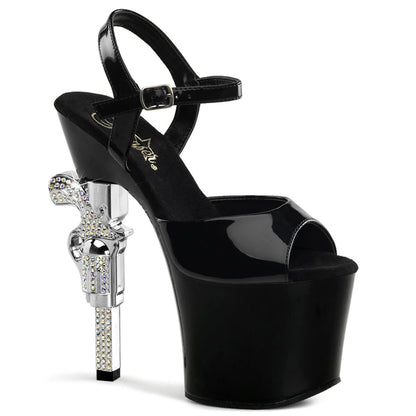 REVOLVER-709 Pleaser Black 7 Inch Platform Kinky Platform Shoes