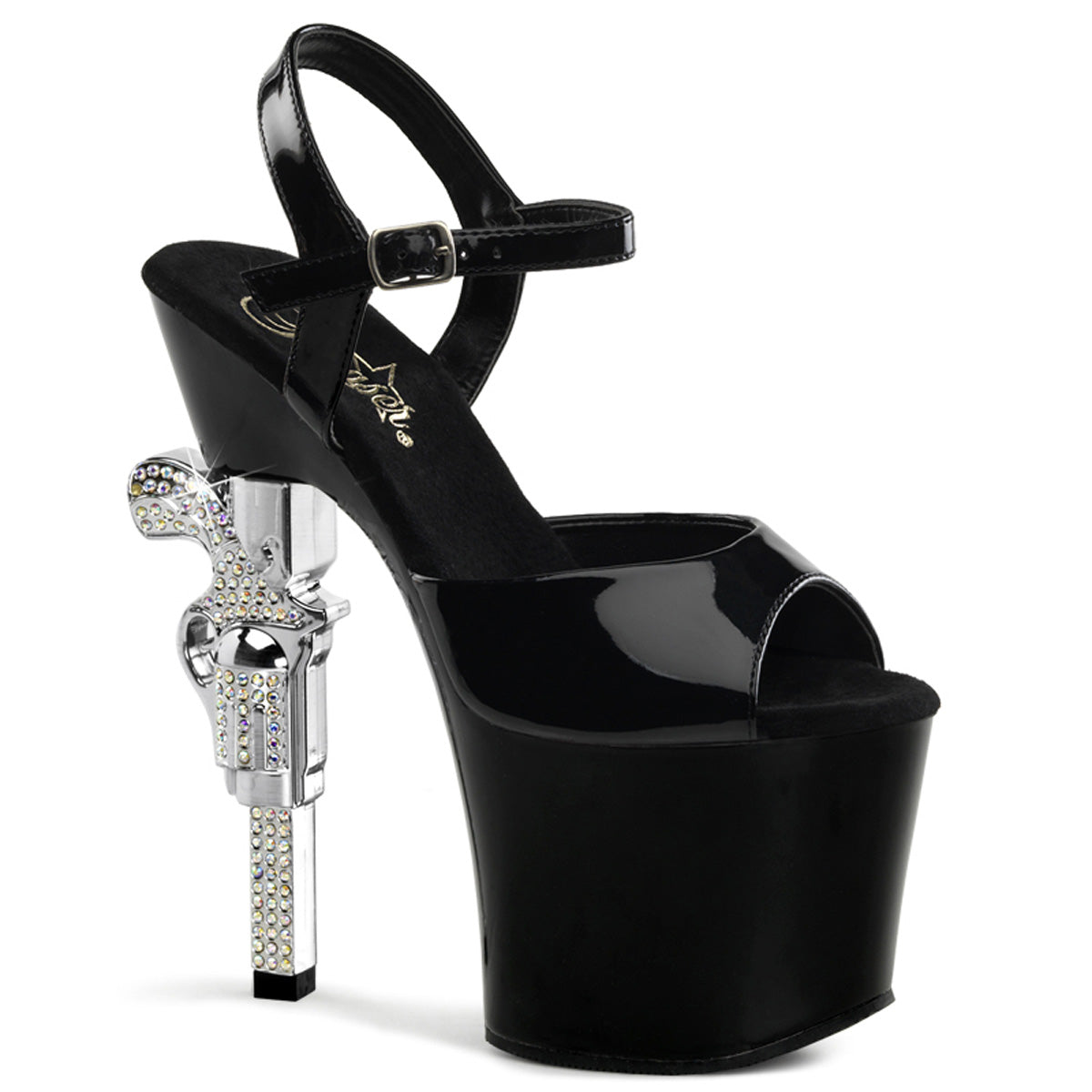 REVOLVER-709 Pleaser Black 7 Inch Platform Kinky Platform Shoes Black