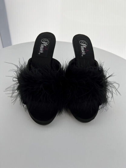 ROMANCE-04 Pleaser Blk Satin High Heel Alternative Footwear Discontinued Sale Stock 4 uk (37 Europe - 7 Usa) Blk Satin