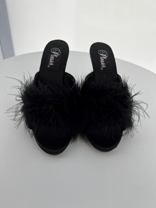 ROMANCE-04 Pleaser Blk Satin High Heel Alternative Footwear Discontinued Sale Stock 4 uk (37 Europe - 7 Usa) Blk Satin