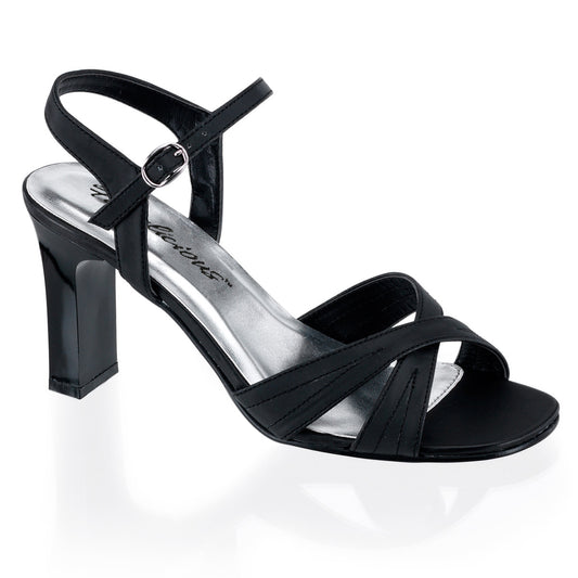 ROMANCE-313 Fabulicious Black Satin 3.3 Inch Sexy Shoes