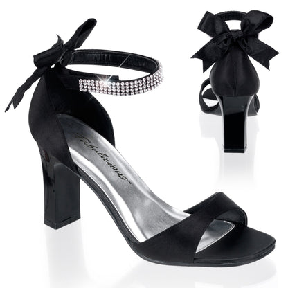Pleaser Pink Label ROMANCE-372 Black Sandals - 3 1/4 Inch Heels