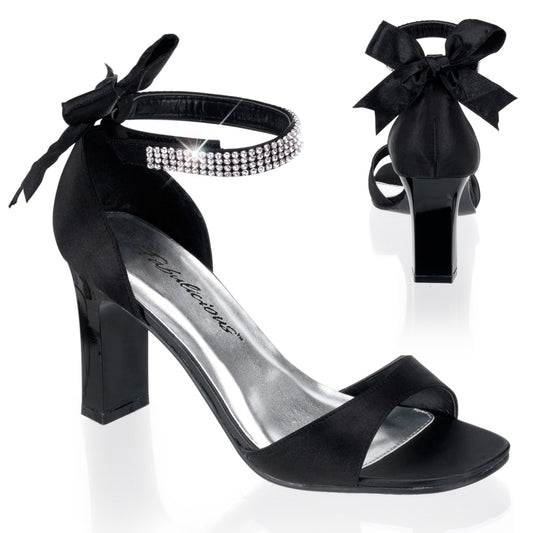 Pleaser Pink Label ROMANCE-372 Black Sandals - 3 1/4 Inch Heels
