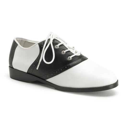 Funtasma SADDLE-50 Black-White Lace-Up Flat Shoes - 4 Inch Heels