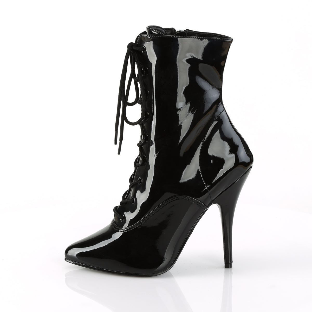 Pleaser SEDUCE-1020 Black Lace-Up Ankle Boots - 5 Inch Heels