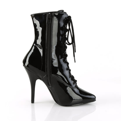 Pleaser SEDUCE-1020 Black Lace-Up Ankle Boots - 5 Inch Heels