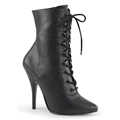 Pleaser SEDUCE-1020 Black Lace-Up Ankle Boots - 5 Inch Heels