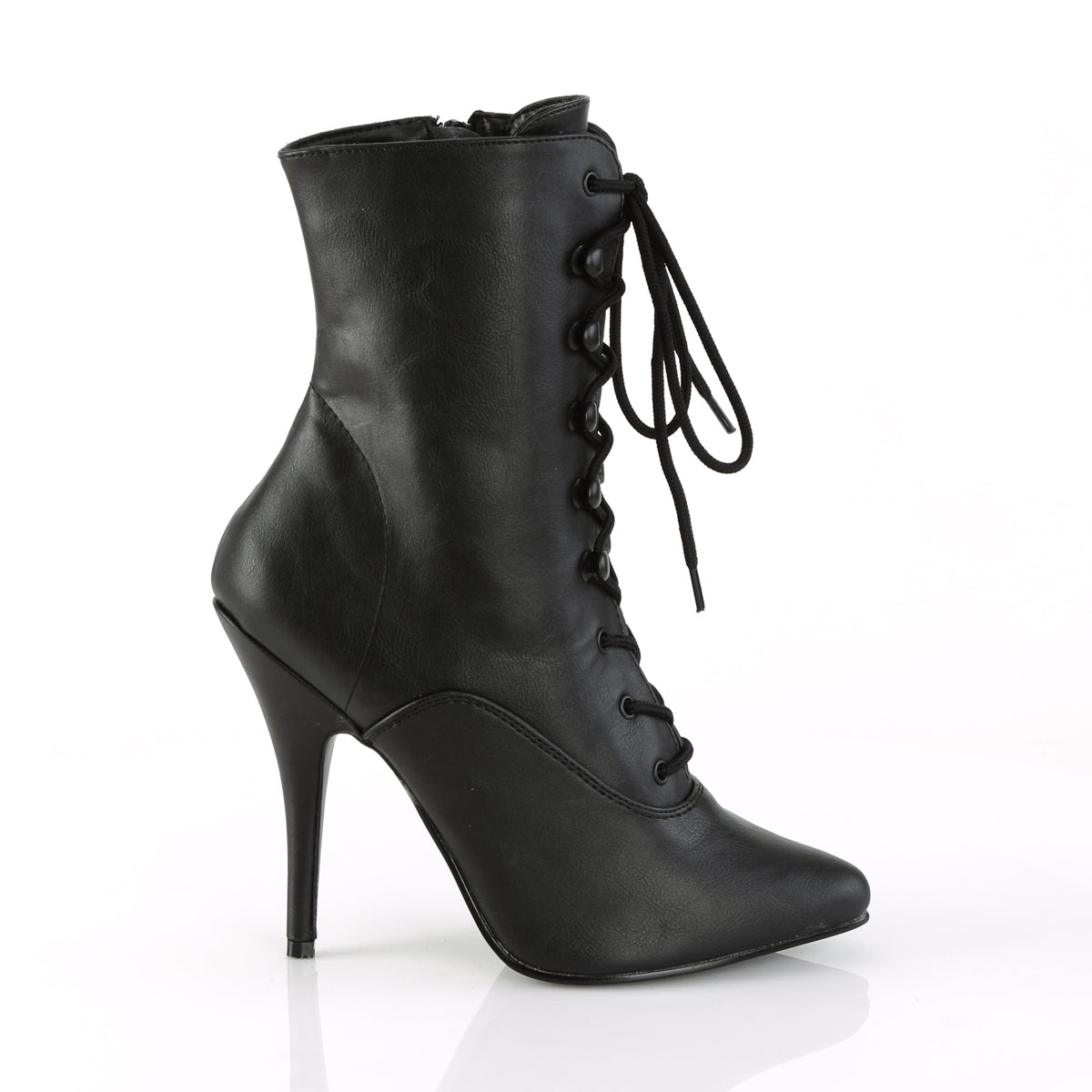 Pleaser SEDUCE-1020 Black Lace-Up Ankle Boots - 5 Inch Heels