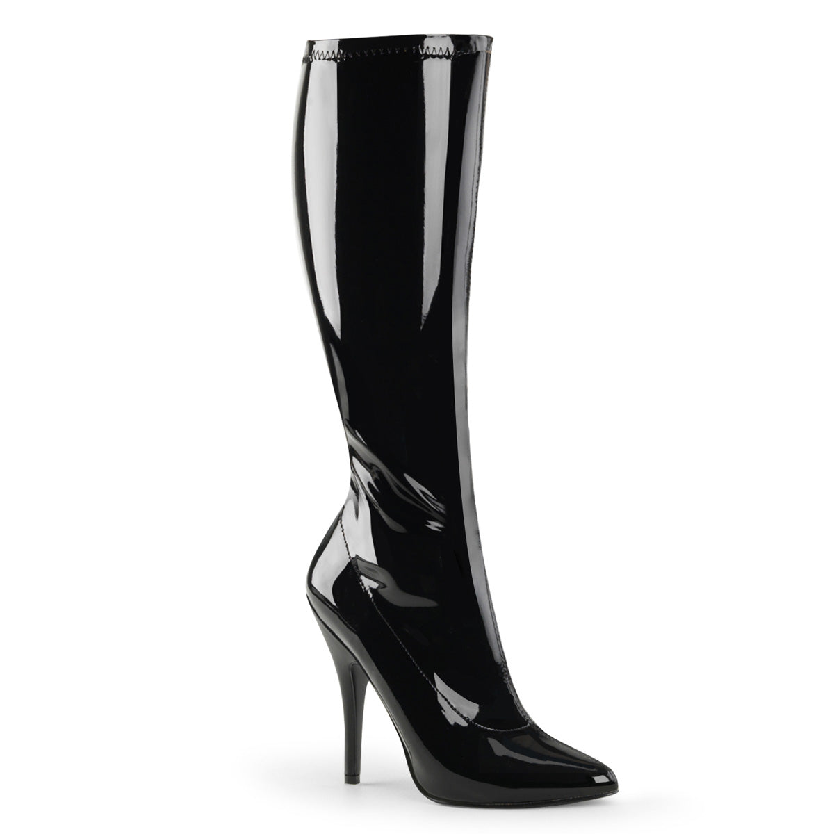 Pleaser SEDUCE-2000 Black Knee High Boots - 5 Inch Heels
