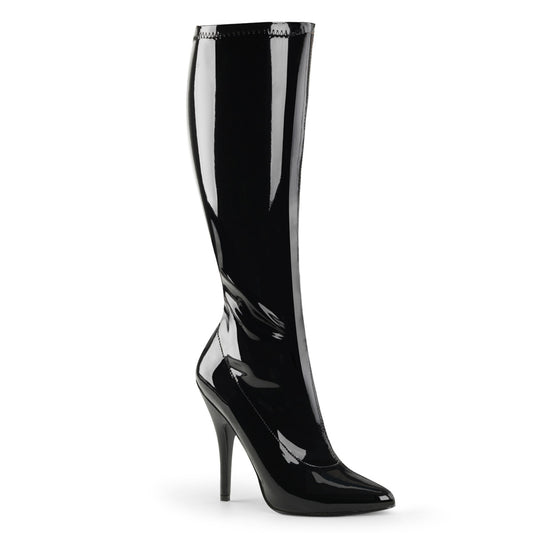 Pleaser SEDUCE-2000 Black Knee High Boots - 5 Inch Heels