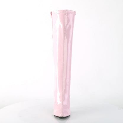 SEDUCE-2000 Pleaser Knee High Boots B. Pink Str Pat Single Soles